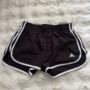 Adidas Black and White Athletic Shorts with Retro Hem